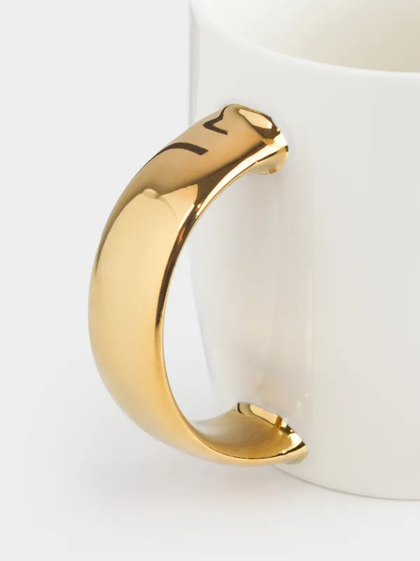 Кружка, 380 мл, фарфор N, бело-золотистая, Енот и еж, Forest animals, image-2