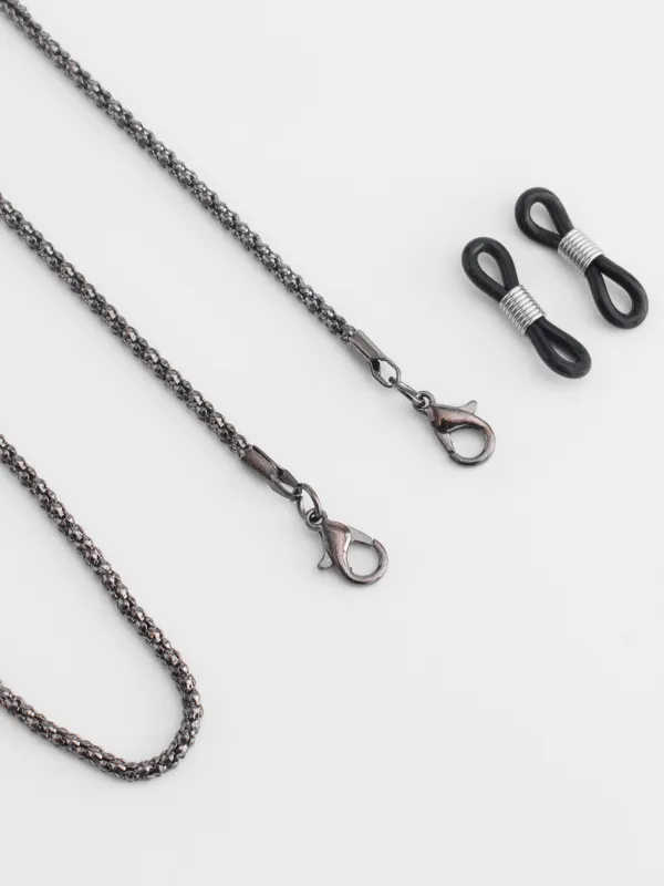 Көзілдірік тізбегі, 73 см, металл, қара, тоқу, Skye, image-1