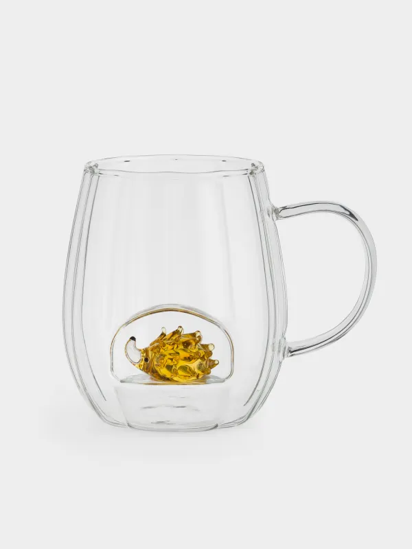 Кружка, 460 мл, стекло Б, Янтарный ежик, Camellia shape, image-0