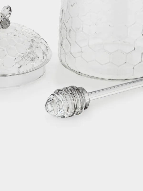 Банка для меда, 400 мл, с ложкой, стекло, Соты, Honey, image-2