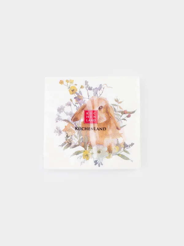 Салфетки бумажные, 21х21 см, 20 шт, квадратные, белые, Кролик, Natural Easter, image-4