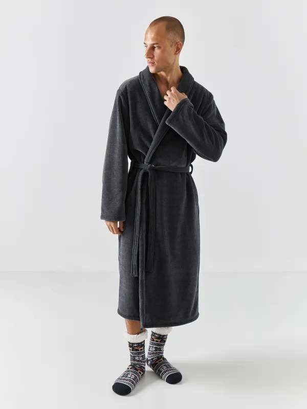 Ерлер шұлықтары, үйге арналған, өлшемі 39-42, акрил/полиэстер/шерпа, көк, Қысқы өрнек, Hot winter, image-5