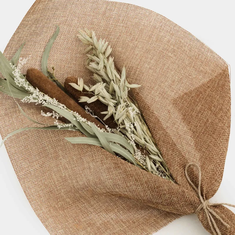 Букет декоративный, 54 см, в мешковине, сухоцветы, Колосья, Dried flower, image-2