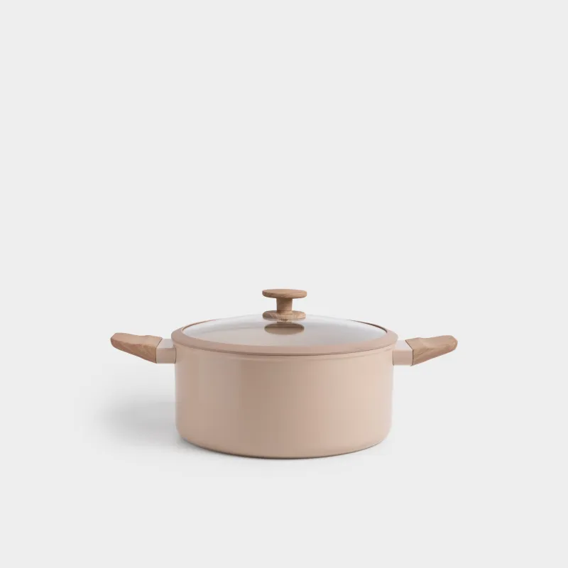 Кастрюля, 24 см, 4,7 л, с крышкой, с покрытием, алюминий, бежевая, Sincerity