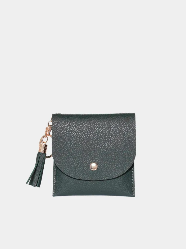 Әйел әмиян, 10х10 см, түймеде, щеткамен, полиуретан, жасыл, Memo, image-0