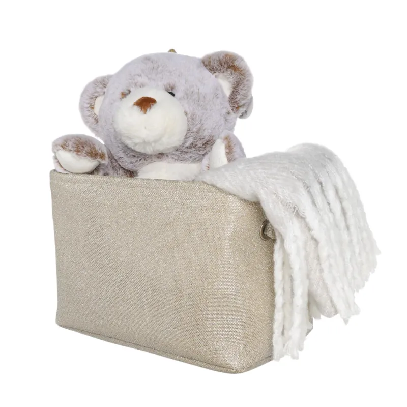 Корзина для хранения, 32x22x22 см, с ручками, полиэстер, прямоугольная, золотистая, Ideally, image-2