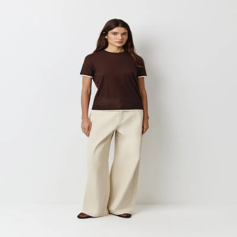 Әйелдер футболкасы, өлшемі L, жиегі бар, полиэстер/мақта, қоңыр, Franziska, image-2