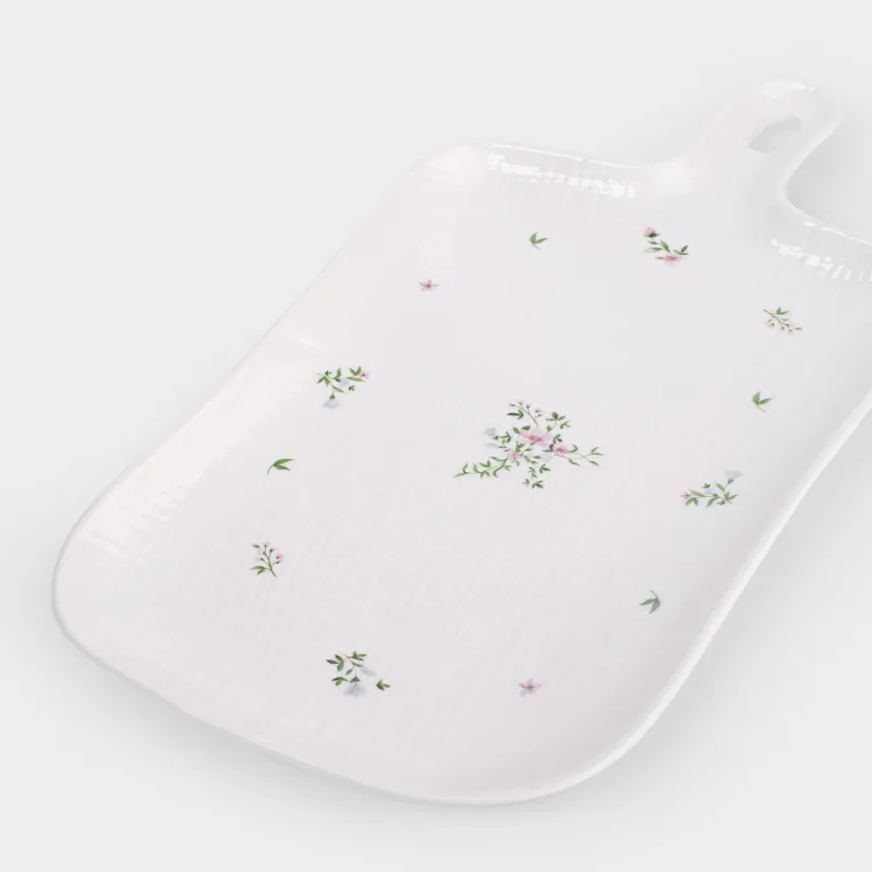 Сервистік ыдысы, 16х31 см, тұтқасы бар, керамика, сүт түстес, гүлдер, El floria, image-1