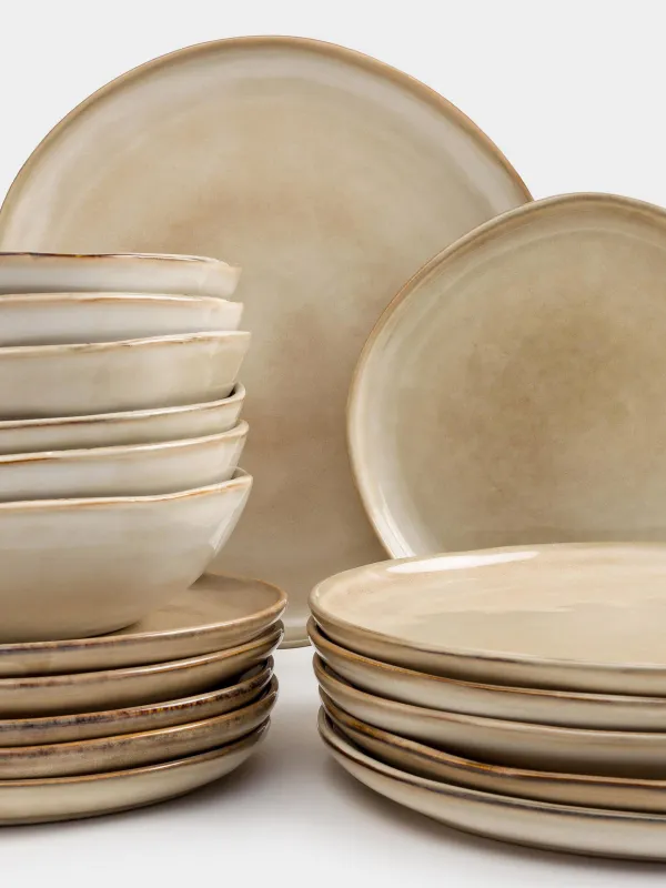 Ас сервизі, 6 адам, 18 зат керамика, сарғылт-қоңыр, Burgos, image-1