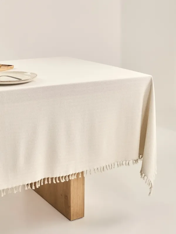 Дастархан, 170х250 см, шашағы бар, мақта, сарғылт-қоңыр-сүтті, Framed, image-3