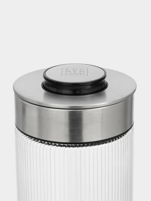 Сусымалы өнімдерге арналған құты, 960 мл, вакуумдық қақпағы бар, шыны Б/болат, Ribby steel, image-4