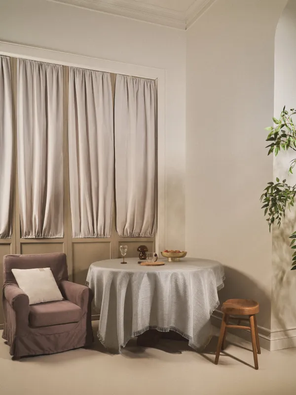 Дастархан, 170х250 см, шашақтары бар, полиэстер, сұр меланж, Beverin, image-8