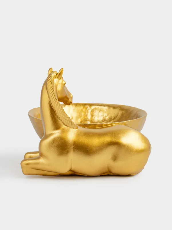 Конфетница, 16х11 см, полирезин, золотистая, Лошадь, Horse gold, image-3