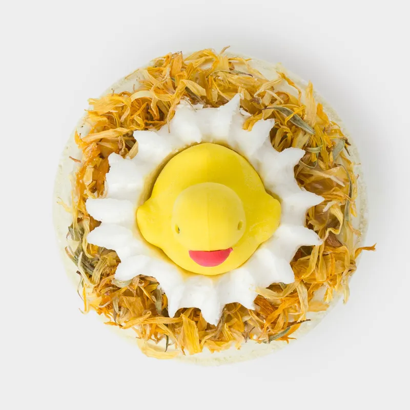 Ваннаға арналған бомба, 130 гр, ойыншықпен, сары, Сүт қосылған бал, Үйрек балапаны, Duck yellow