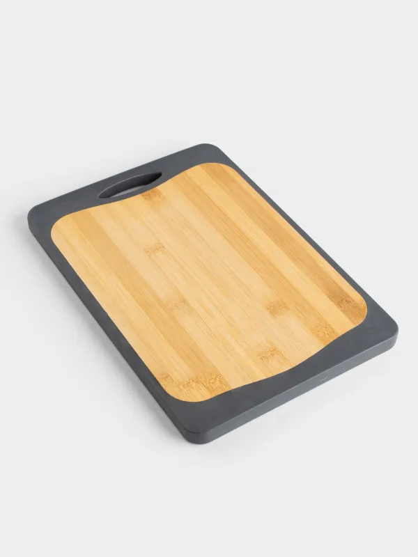 Доска разделочная, 33х23 см, двусторонняя, бамбук/пластик, черная, Marble bamboo, image-7
