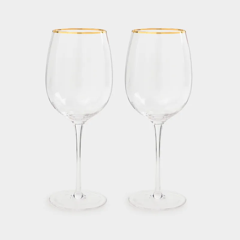 Бокал для вина, 470 мл, 2 шт, стекло Р, с золотистым кантом, Filo R gold