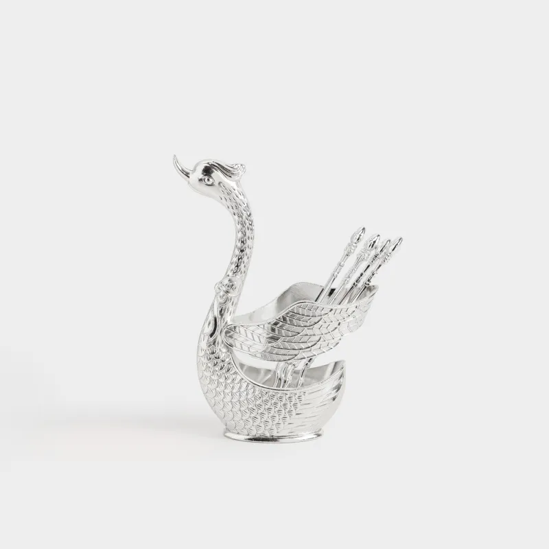 Десерт қасық, 12 см, 4 дана, тұғырда, болат, Аққу, Swan