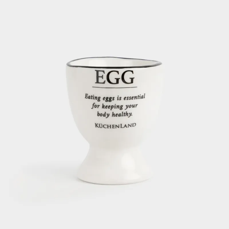 Жұмыртқа тұғыры, 6 см, керамика, сүт түстес, қара жиегі бар, Egg, Course