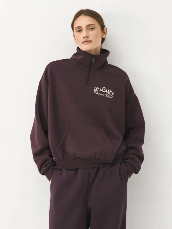 Әйелдер толстовкасы, өлшемі XS, сыдырмасы бар, мақта/полиэстер, қою қызыл, Leonie, image-0