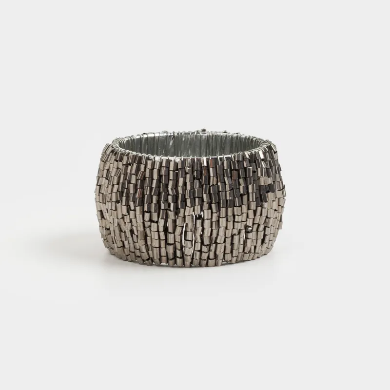 Майлықтарға арналған сақина 5 см, 2 дана, моншақ, дөңгелек, қою сұр, Shiny beads, image-2