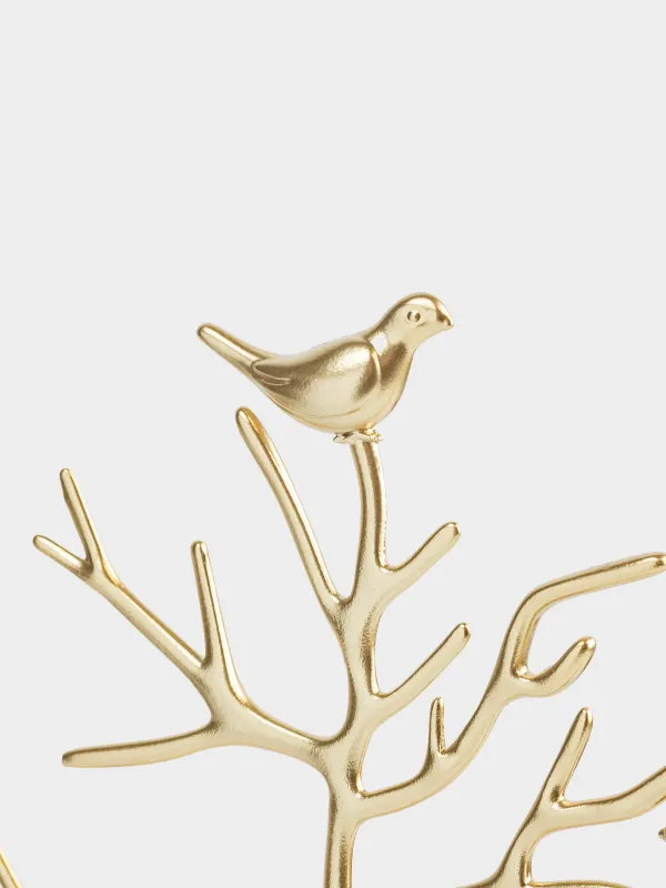 Зергерлік бұйымдар ұстағышы, 30 см, металл, алтын, Құстары бар ағаш, Magic tree, image-3