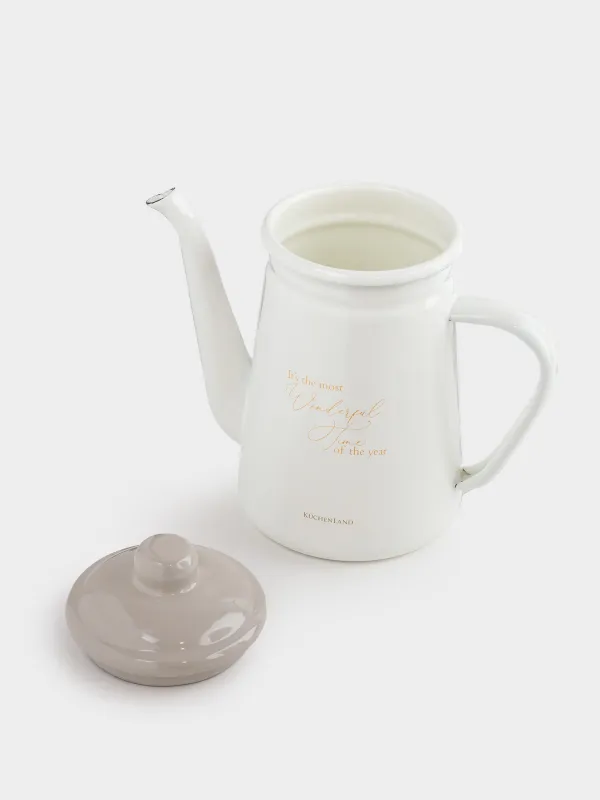 Шайнек, 1 л, эмальданған металл, сүт түстес, Wonderful Time, Autumn eamel, image-5