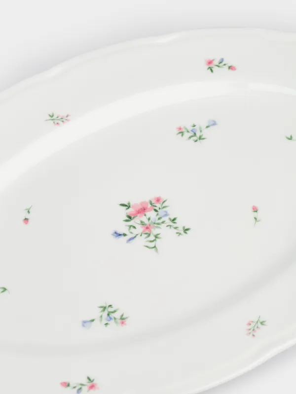Блюдо, 30х21 см, фарфор N, овальное, белое, Нежные цветы, El floria, image-2