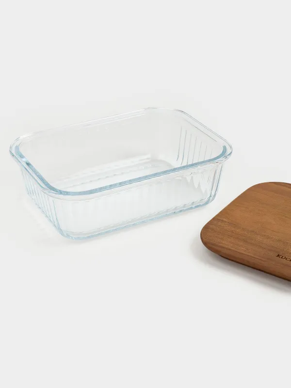 Контейнер, 640 мл, стекло Т/дерево, прямоугольный, Ravi wood, image-4