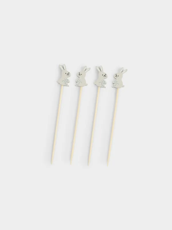 Канапе таяқшалары, 9 см, 20 дана, бамбук, алтын/күміс, Қояндар, Elegant details, image-0