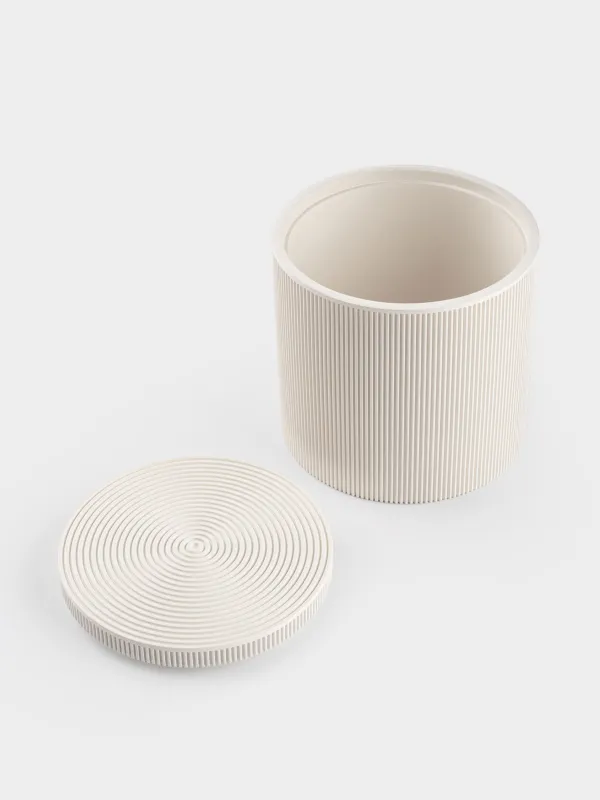 Жуынатын бөлмеге арналған қорап, 10 см, полирезин, сүт түстес, White stripes, image-4