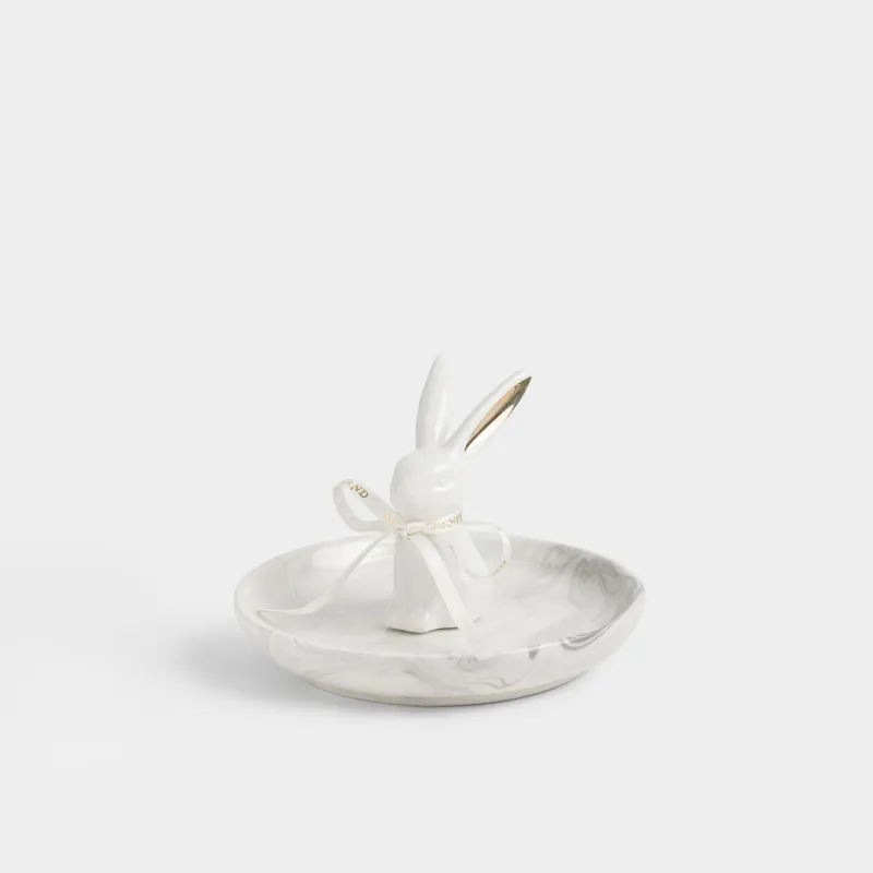 Держатель для украшений, 12х9 см, керамика D, молочно-золотистый, Кролик, Rabbit gold