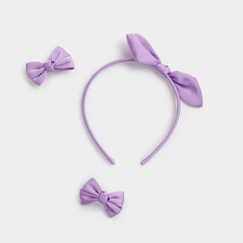 Балаларға арналған шашқа арналған керек-жарақтар жинағы, 3 зат, полиэстер/металл, түсті, Бантиктер, Hairstyle, image-0