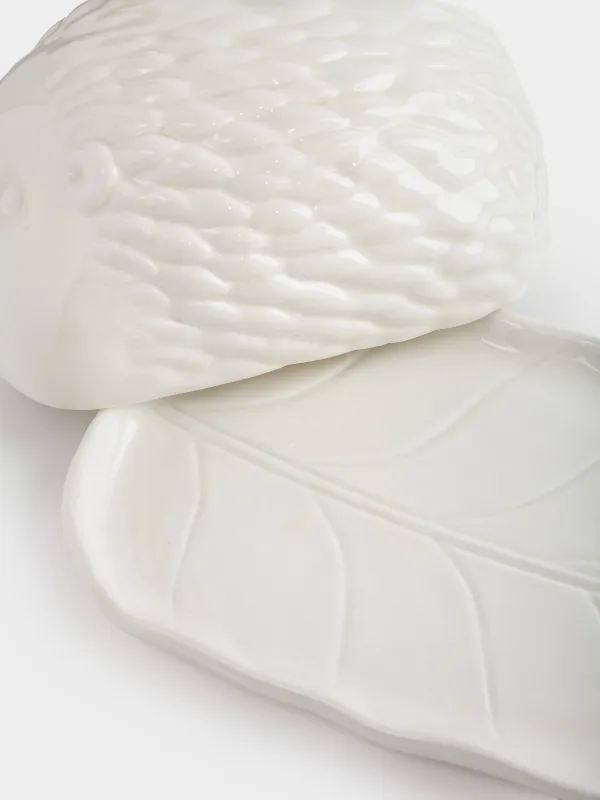 Сары май ыдысы, 20 см, керамика, тікбұрышты, сүт алтын түстес, Кірпі, Golden glow, image-4