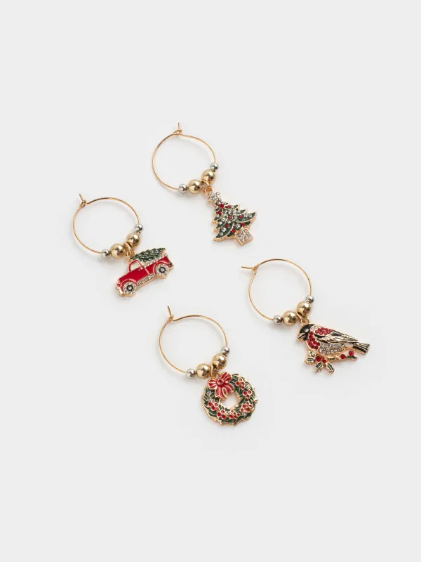 Шарап бөтелкесінің тығыны, салпыншақтары бар, 5 дана, металл/страздар, Үй, Christmas house, image-1