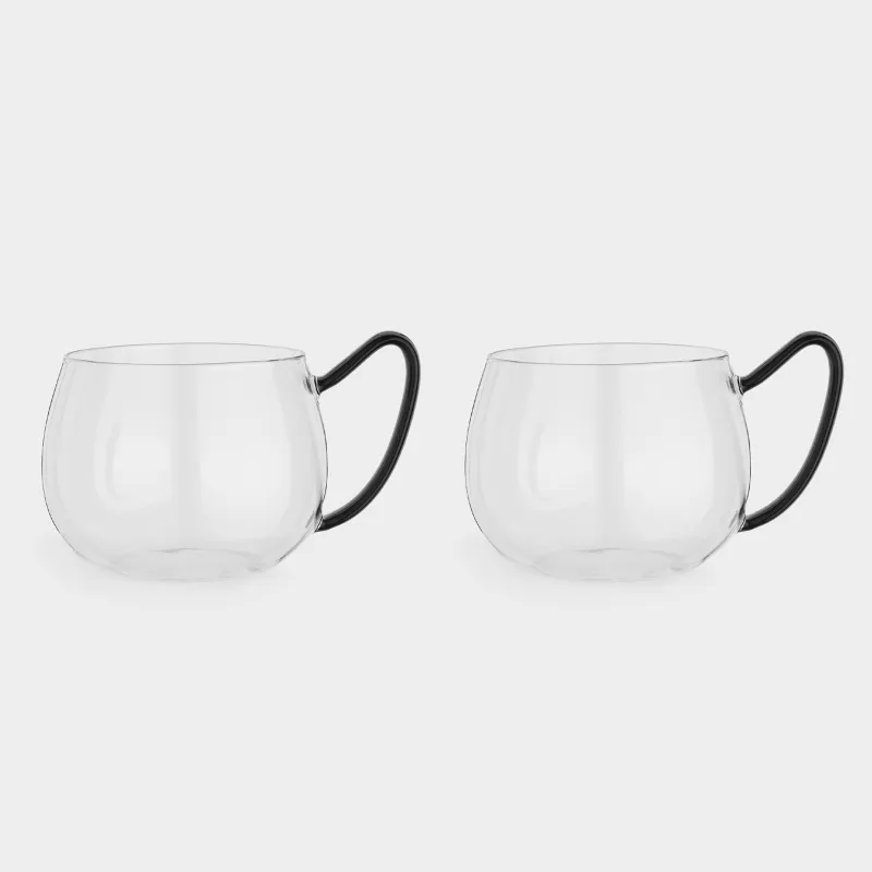 Кружка, 400 мл, 2 шт, стекло Б, черная ручка, Affogato