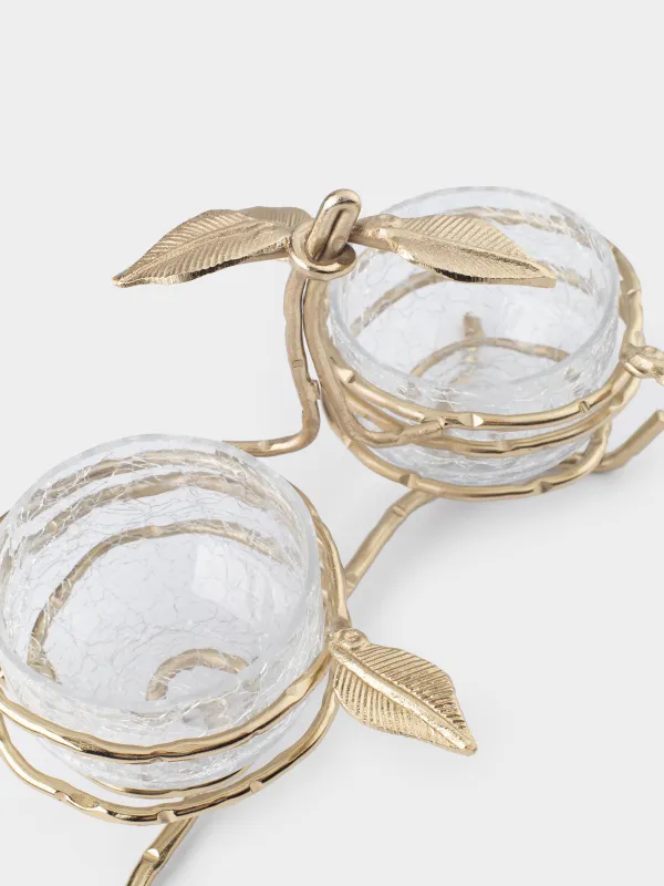 Тіскебасар стенді, 26x17 см, 2pr, тұтқасы бар, шыны / металл, бұтақтар, Fantastic gold, image-2