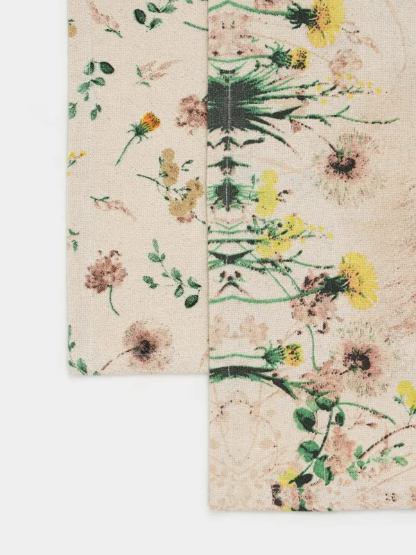 Асүйлік сүлгі, 40х60 см, 2 дана, мақта, сүт/сарғылт-қоңыр, Қоян және гүлдер, Rabbit in flowers, image-4