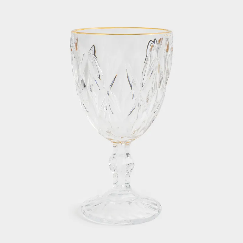 Шарап бокал-кубогы, 300 мл, 6 дана, шыны Р, алтын жиегі бар, Rhomb gold, image-5