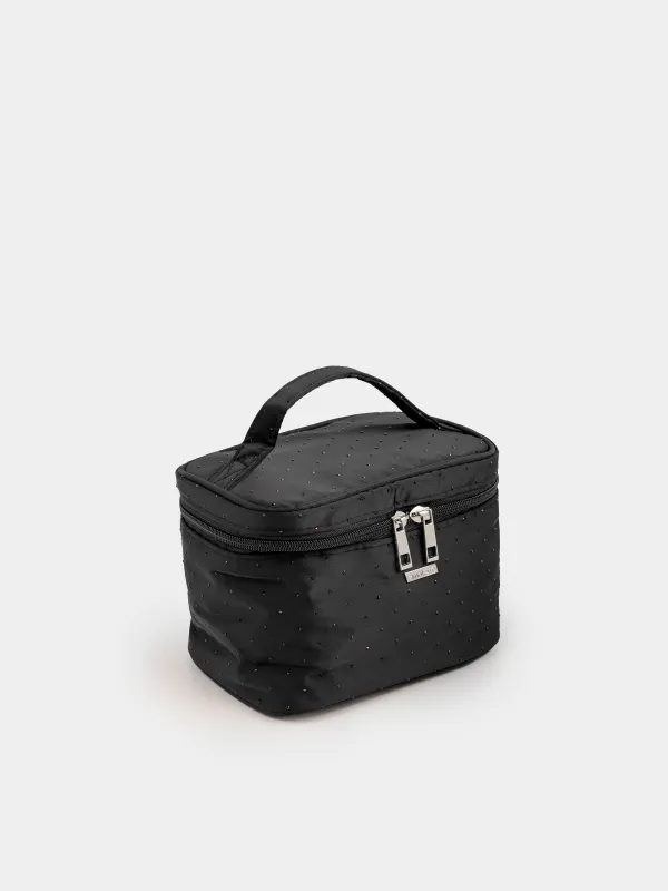 Косметичка, 19х14 см, с ручкой, нейлон, черная, Force night, image-1