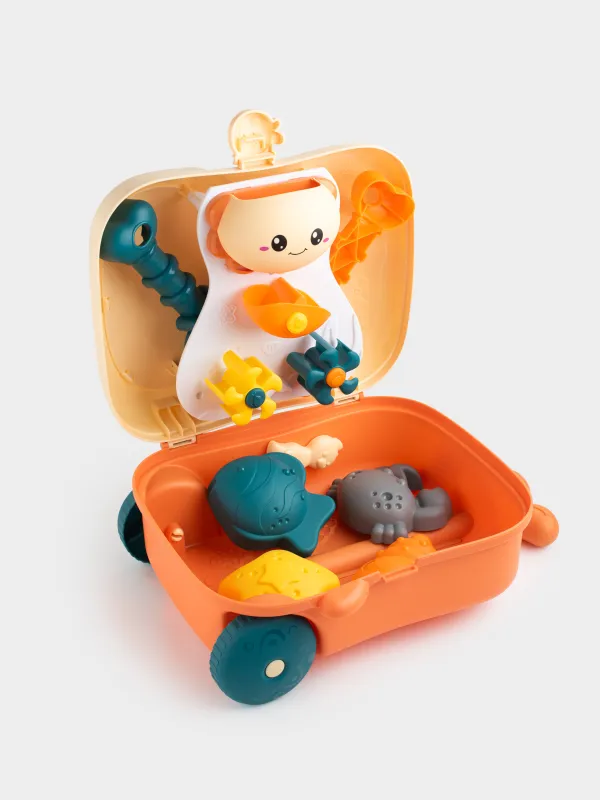 Құмға арналған ойын жинағы, 7 зат, чемоданда, пластик, Үйрек, Sunny, image-1