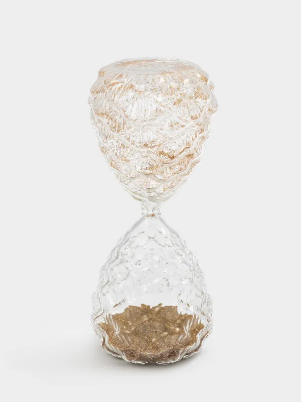 Құм сағаты, 15 см, 15 минут, ішінде жылтыры бар, құм қолданылған шыны, Шырша бүршіктері, Sand time, image-0