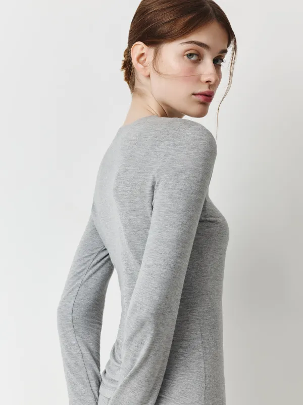 Әйелдерге арналған лонгслив, үйге арналған, өлшемі S, вискоза/спандекс, сұр, Braith, image-5