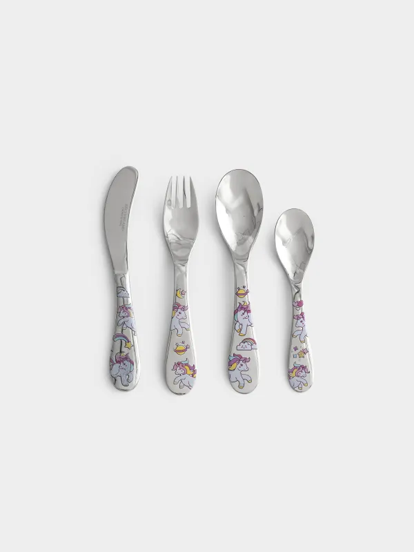 Столовые приборы, детские, 1 перс, 4 пр, сталь, Единорог, Unicorns, image-0