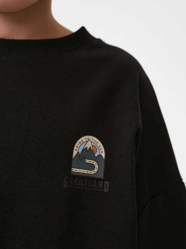 Свитшот детский, для мальчиков, хлопок/полиэстер, черный, Kaiz, image-2