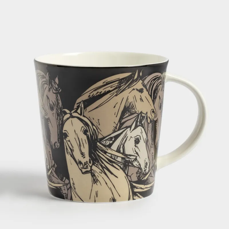 Саптыаяқ, 450 мл, фарфор F, қара, Жылқы, Horse