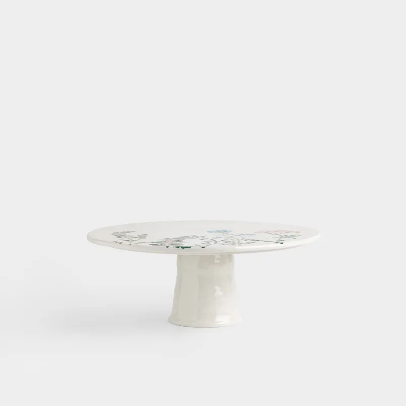 Ыдыс, аяқты, 25.5x10 см, фарфор N, сүт түстес, Кракелюрдегі шалғынды гүлдер, Floral meadow