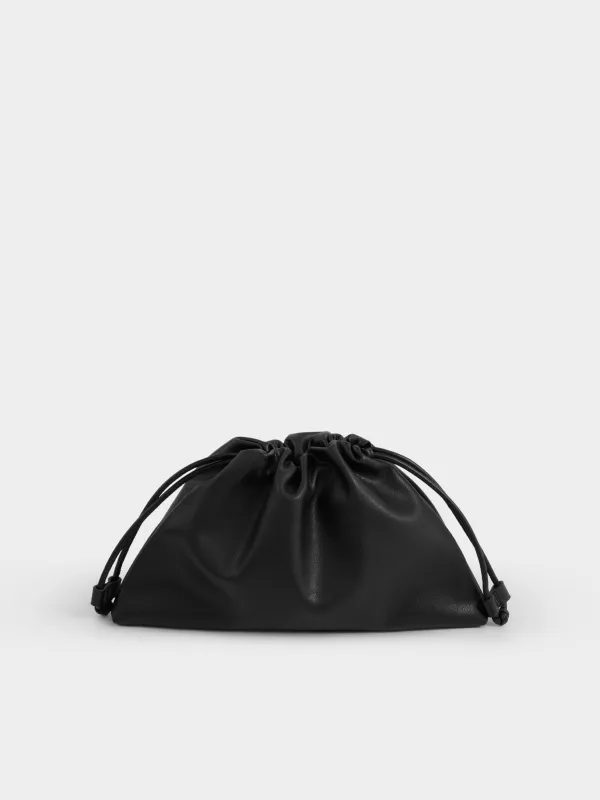 Сумка женская, 33х22 см, с ремешком, на завязках, полиуретан, черная, Force, image-0