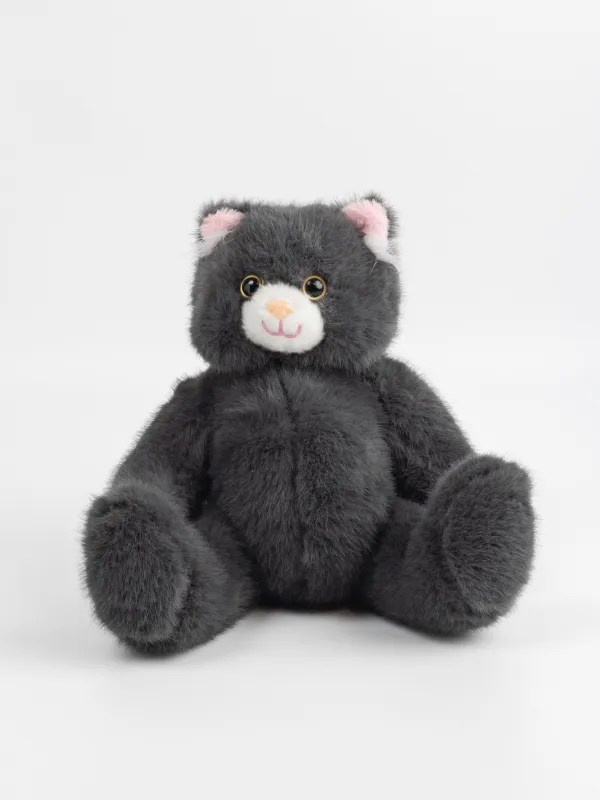 Ойыншық, 30 см, жұмсақ, жылжымалы табандары бар, полиэстер/пластик, графит, Мысық, Cat, image-1