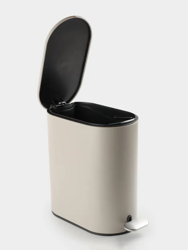 Қоқыс контейнері, 5 л, педаль, болат / пластик, сарғылт-қоңыр-сұр, Giza, image-2