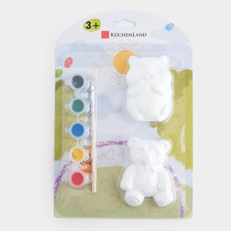 Шығармашылық жиынтығы, 2 зат, гипс, кескіндеме, Аю мен Аламан, Creative, image-2